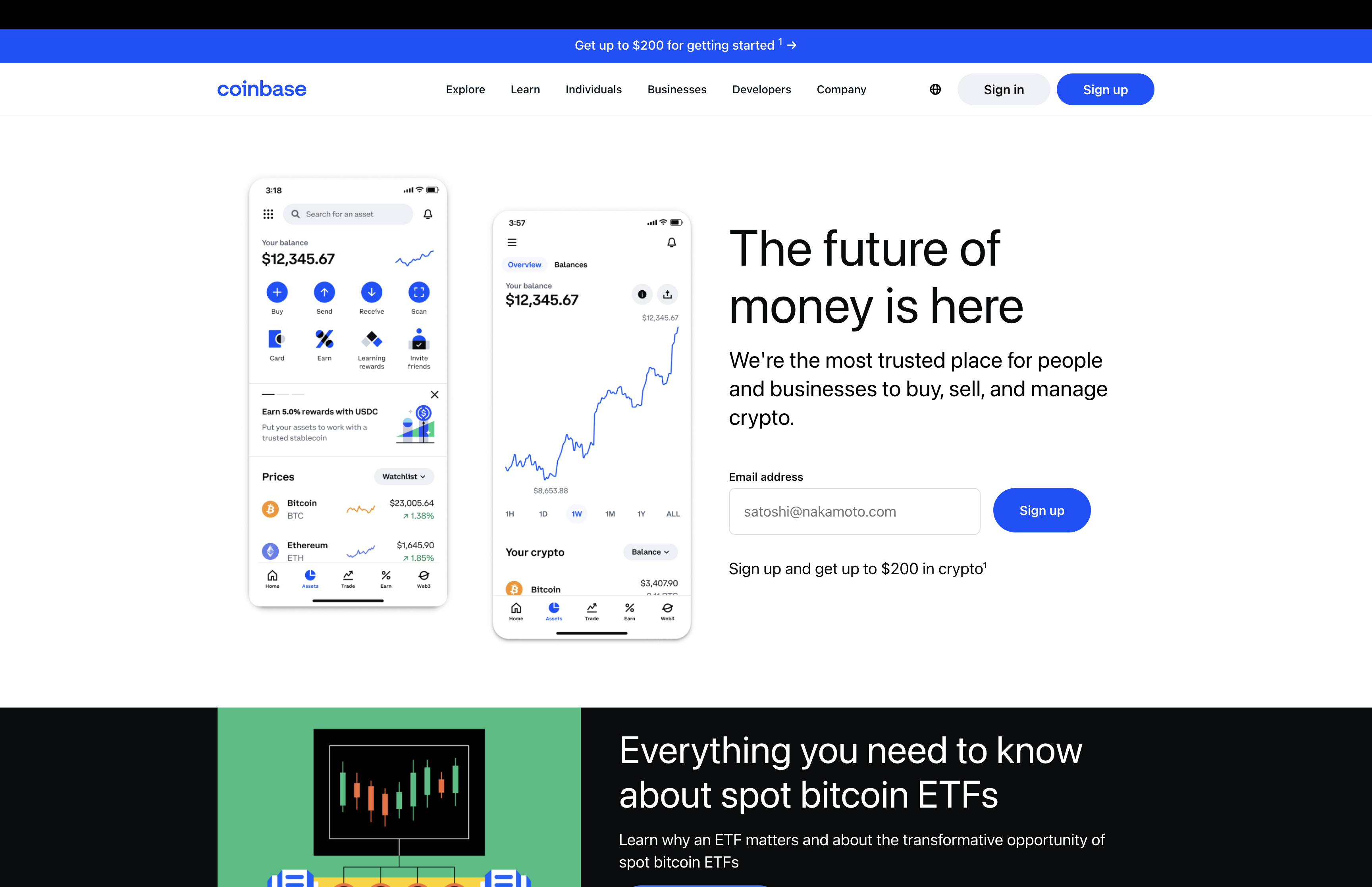 coinbase home page